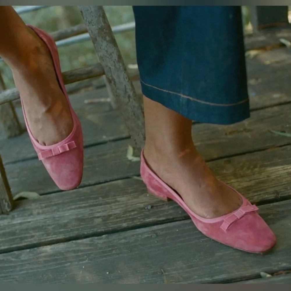 Doen Odette Dusty Pink Suede Ballet Women's Flats - Picture 1 of 10